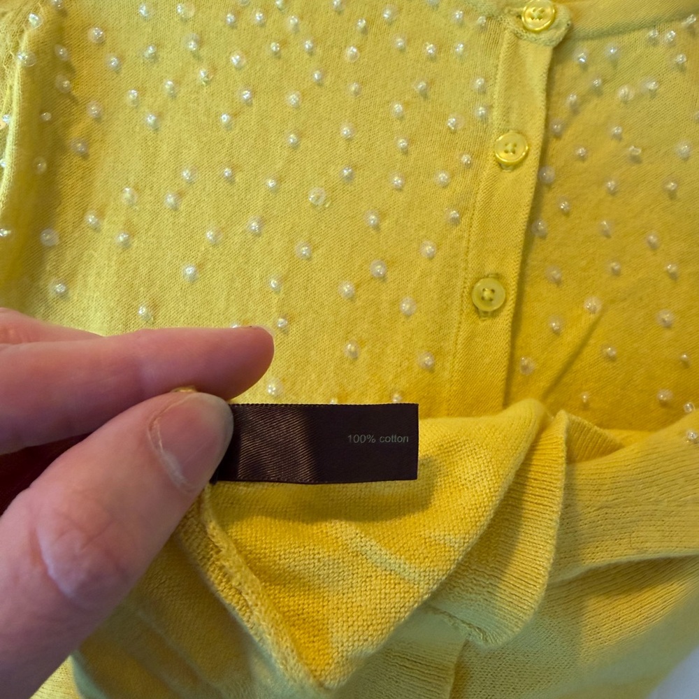 The Limited Yellow Sequin Beaded Sweater Cardigan Small - Picture 3 of 5